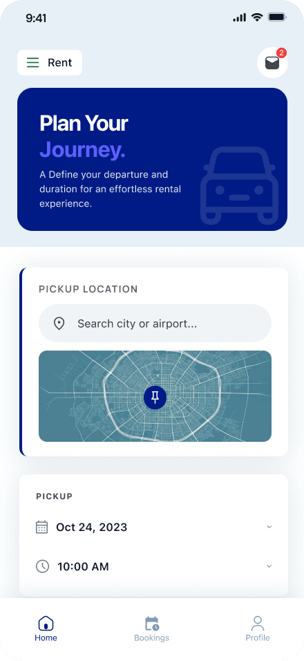 Rent App Home Screen